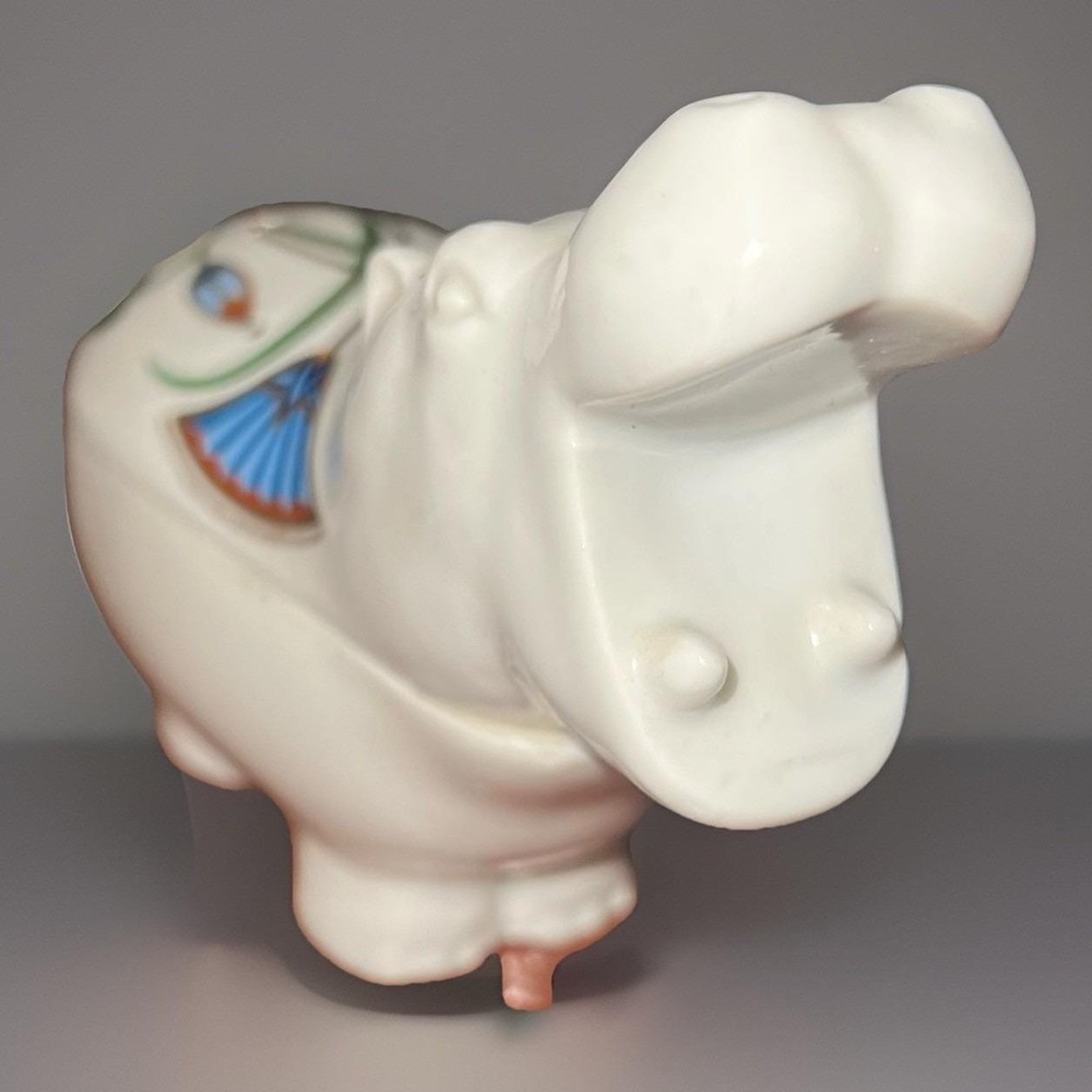 VTG Elizabeth Arden The Pharaohs 1982 Hippo Ceramic Art Deco Trinket Dish 5x2" - Picture 5 of 10